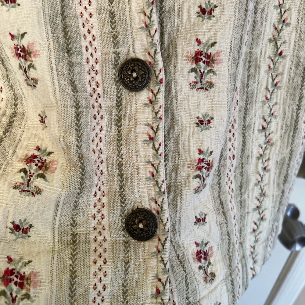 Coldwater Creek Floral Stripe Button Front Jacket Blazer Size PL Petite Large - Picture 3 of 9